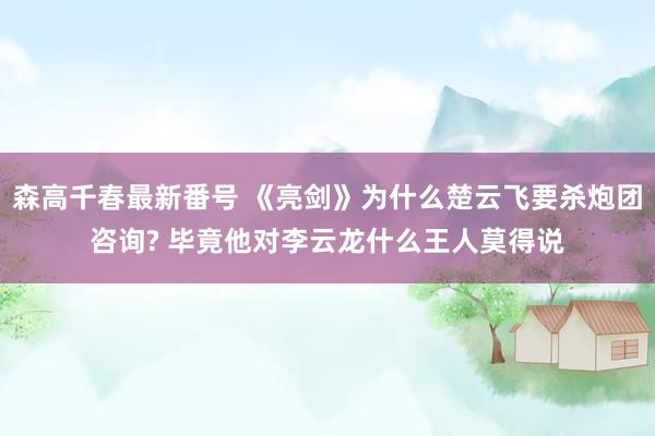 森高千春最新番号 《亮剑》为什么楚云飞要杀炮团咨询? 毕竟他对李云龙什么王人莫得说