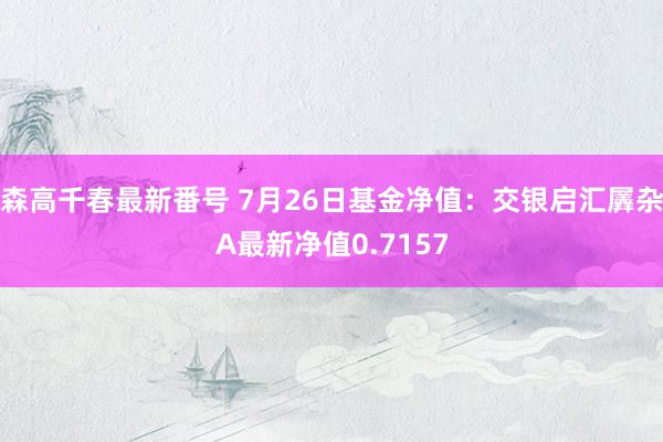 森高千春最新番号 7月26日基金净值：交银启汇羼杂A最新净值0.7157