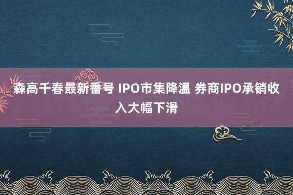 森高千春最新番号 IPO市集降温 券商IPO承销收入大幅下滑