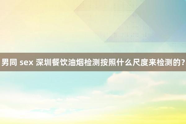 男同 sex 深圳餐饮油烟检测按照什么尺度来检测的？