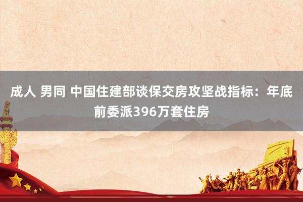 成人 男同 中国住建部谈保交房攻坚战指标：年底前委派396万套住房